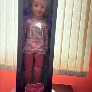 American Girl Doll in Pink and White Outfit
